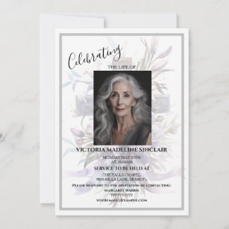 Lavender life of Photo Funeral Invitation Kaart