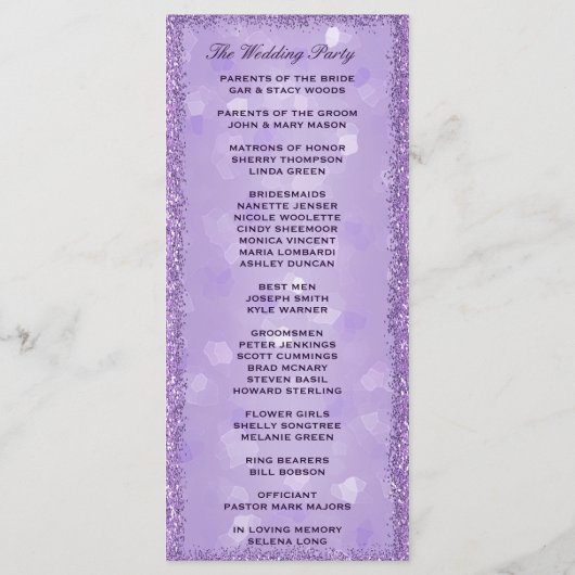 Lavender Lights Trouwprogramma Programma (Achterkant)