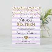 Lavender Lila Gold Sweet Sixteen Birthday Kaart (Staand voorkant)
