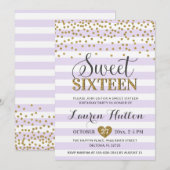 Lavender Lila Gold Sweet Sixteen Birthday Kaart (Voorkant / Achterkant)
