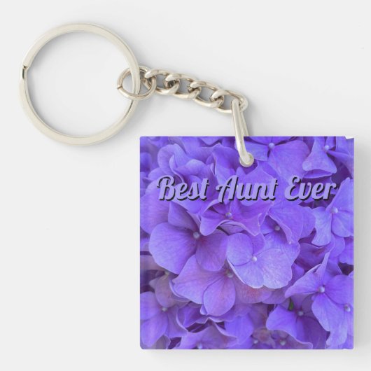 Lavender lila paars Hydrangeas bloemen beste tante Sleutelhanger (Voorkant)