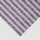 Lavender Lila Paars Silver Glitter Stripes Party Tissuepapier (Detail)