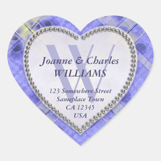 Lavender Lila Sun Sparkle Monogramed Stickers (Voorkant)