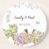 Lavender Lila  Tortelduifjes Onderzetters (Voorkant)