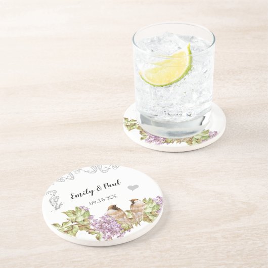 Lavender Lila  Tortelduifjes Onderzetters (Zijkant)