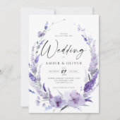 Lavender Lila Violet Elegant Modern Wedding Kaart (Voorkant)