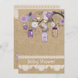 Lavender Lilac Mason Jar Invitation Baby shower
