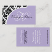 Lavender Lilac violet noir Damask Cartes de visite (Devant / Derrière)