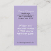 Lavender Lilac violet noir Damask Cartes de visite (Dos)