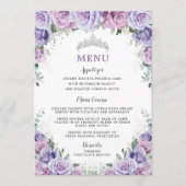 Lavender Lilac Violet Rose Floral Quinceanera Menu (Devant)
