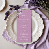 Lavender, Lilacs, Rozen, het Menu van de Weddensch