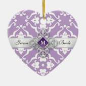Lavender Lily Damask Wedding Momento Keramisch Ornament (Voorkant)