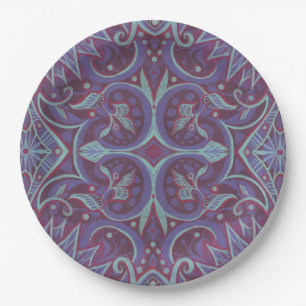 "Lavender lotus" florale arabesque patroon Dinner  Papieren Bordje