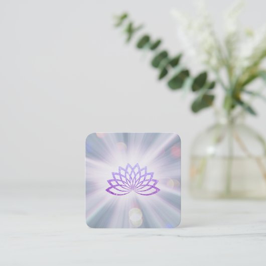 *~* Lavender Lotus Rays Reiki Energy Healing Vierkante Visitekaartje (Staand voorkant)