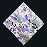 Lavender Love Pet Bandana<br><div class="desc">Un collage d'aquarelle gracieux avec de la lavande en fleurs, des feuilles délicats et un accent de coeur brillant. Les teintes violettes douces et un look peint à la main évoquent des sentiments de calme et la beauté tranquille de la nature. Parfait pour les amateurs de fleurs, les amateurs de...</div>