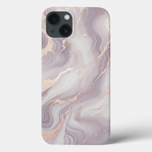 Lavender Marble iPhone 13 Coque avec Veines Argent (Verso)