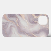 Lavender Marble iPhone 13 Coque avec Veines Argent (Verso (horizontal))