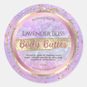 Lavender Marble Roos Gold Body Butter Labels