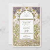 Lavender Marguerite Daisy Wedding Art Nouveau Kaart (Voorkant)