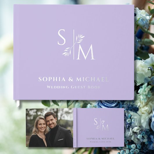 Lavender Mariage Guoks Foil Guestbook