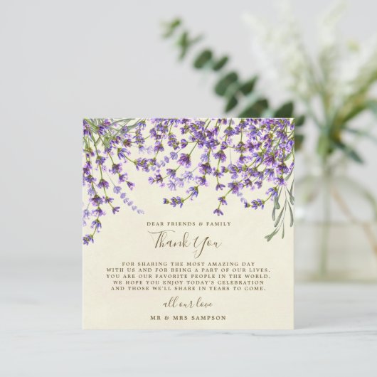 lavender mariage merci carte de réception (Debout devant)