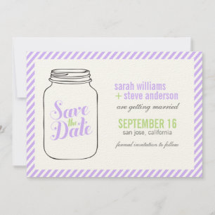 Lavender Mason Jar Monogram slaat de datum op Kaart