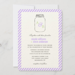 Lavender  Mason Jar Monogram Weddenschap Kaart