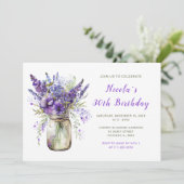 Lavender Mason Jar verjaardagsfeestje Kaart (Staand voorkant)