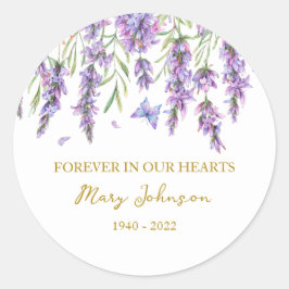 Lavender Memorial Funeral Classic Round Sticker