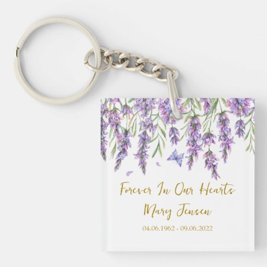 Lavender Memorial Funeral Photo Keychain (Voorkant)