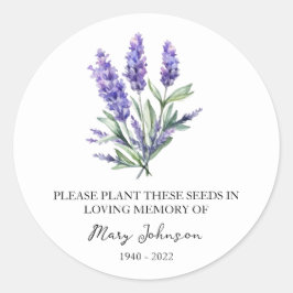 Lavender Memorial Funeral Seed Packet Ronde Sticker