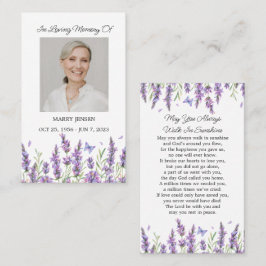 Lavender Memorial Photo Funeral Prayer Card Visitekaartje