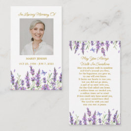 Lavender Memorial Photo Funeral Prayer Card Visitekaartje
