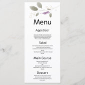 Lavender menthe or aquarelle Mariage floral Menu (Devant)