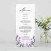 Lavender Menu Mariage Élégant Purple Floral Dreamy (Debout devant)