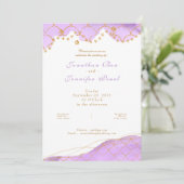 Lavender Mermaid Gold Wedding Invitation (Debout devant)