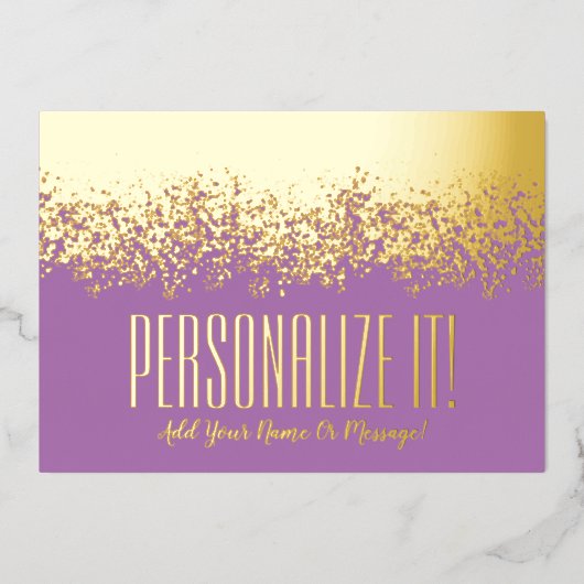 Lavender met Gold Foil Glitzy Border Kaart (Voorkant)