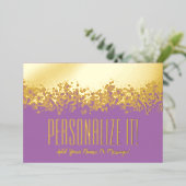 Lavender met Gold Foil Glitzy Border Kaart (Staand Voorkant)