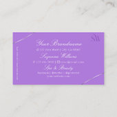 Lavender met Silver Decor en Monogram Modern Visitekaartje (Achterkant)