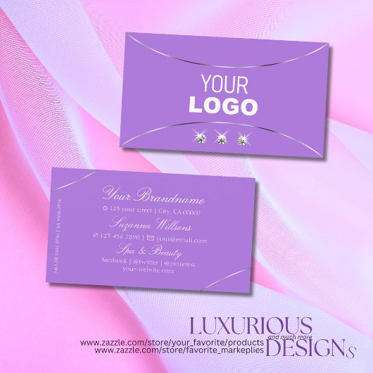 Lavender met Silver Decor Luxe Diamanten en Logo Visitekaartje