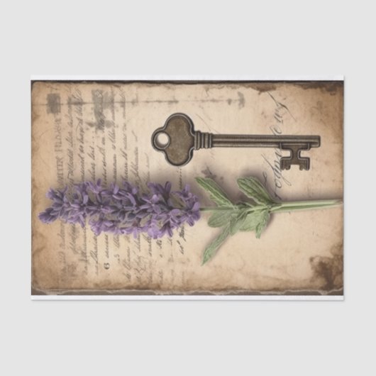  lavender met sleutel voor ontkoppeling van oud pa tissuepapier (Voorkant)
