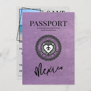 Lavender Mexico Passport Bewaar de datum Save The Date