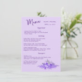 Lavender minimaliste élégant mariage Menu (Debout devant)
