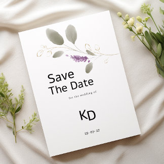 Lavender mint gold watercolor floral Save The Date Kaart