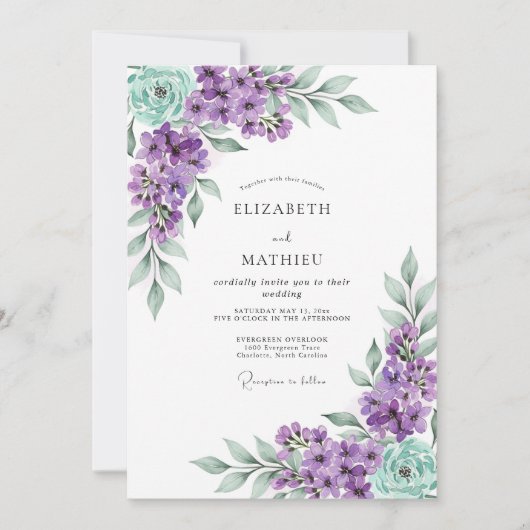 Lavender Mint Lovely Spring Wedding Kaart (Voorkant)
