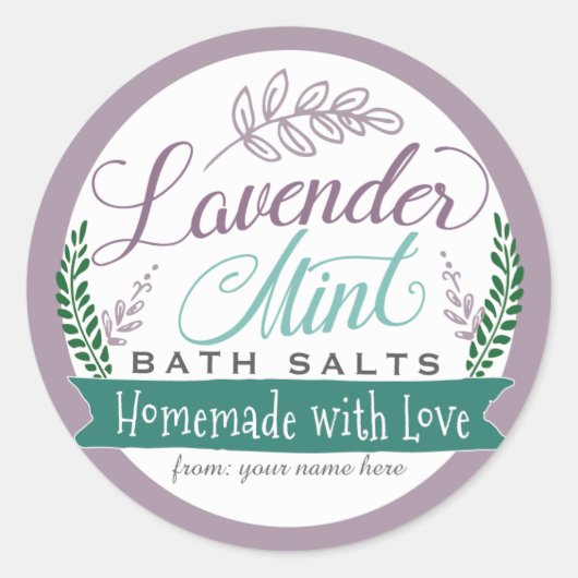 Lavender Mint Salt Étiquettes pour cadeau maison (Devant)