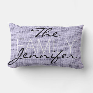 Lavender mist Burlap Rustic Linen Monogram Kussen