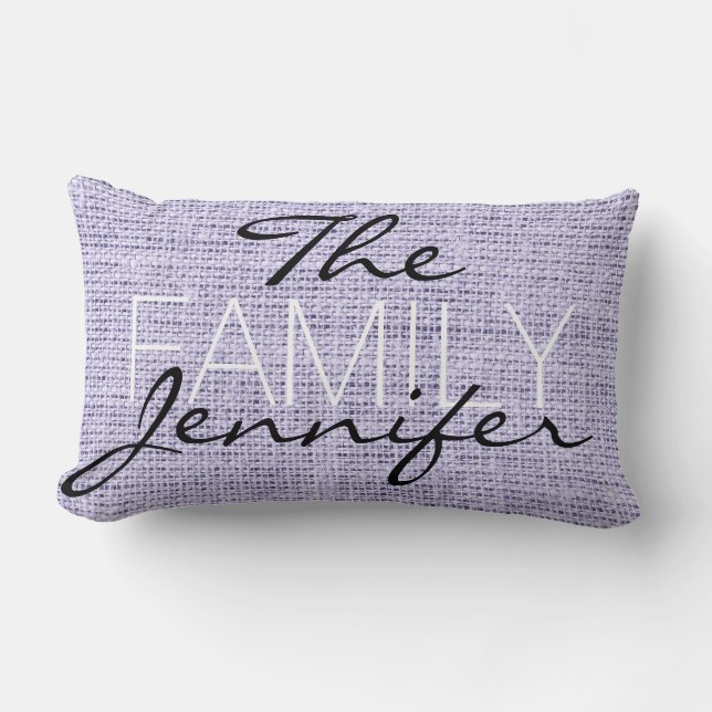 Lavender mist Burlap Rustic Linen Monogram Kussen (Voorkant)