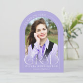 Lavender Modern Arch 2 Foto Afstudeerder Aankondig Kaart (Staand voorkant)
