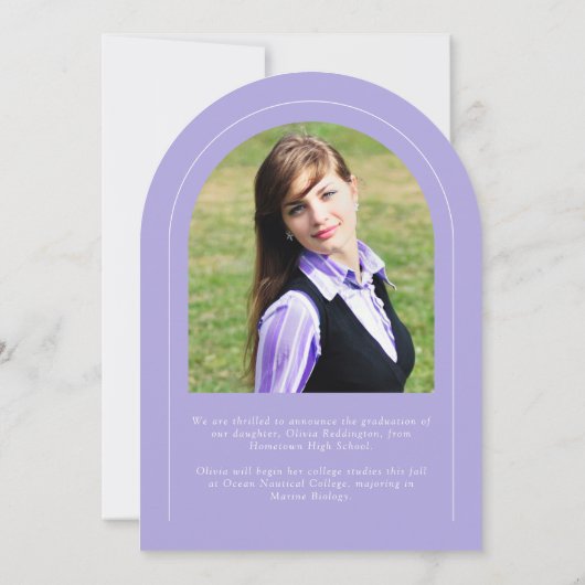 Lavender Modern Arch 2 Photo Grad Faire-part (Dos)